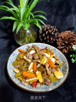 酸豆角炒鸡胗的做法步骤:7