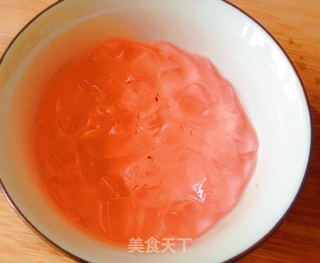 桂花蜜桃红豆冰粉的做法步骤:4