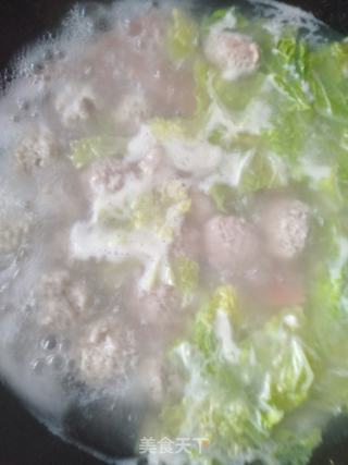 青菜肉丸汤的做法步骤:9