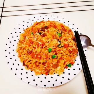 辣菜梗炒饭的做法步骤:11