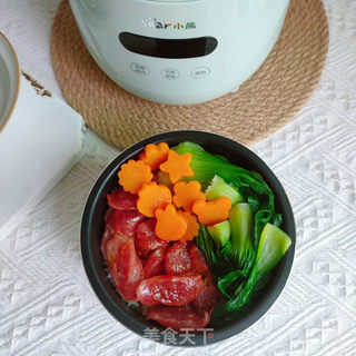 电饭锅做香喷喷的腊肠煲仔饭的做法步骤:12