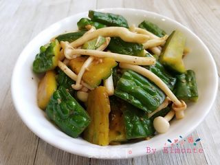 海鲜菇炒苦瓜的做法步骤:10