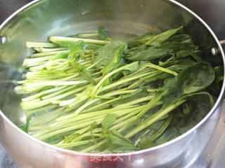 菠菜茎炒豆芽菜的做法步骤:3