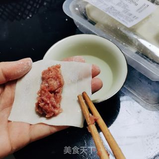 馄饨皮版煎饺的做法步骤：4