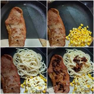 黑椒牛排配意粉的做法步骤:7