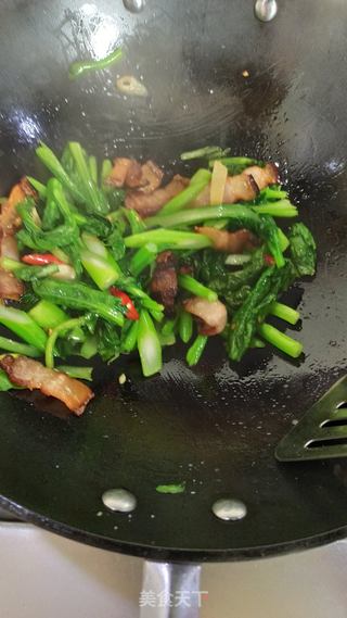 腊肉炒菜心的做法步骤:9