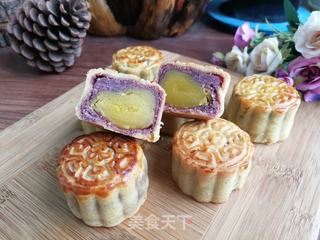 蛋黄紫薯肉松月饼的做法步骤:20
