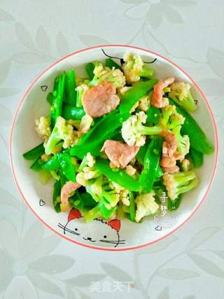 花菜里脊炒甜豆的做法步骤:6