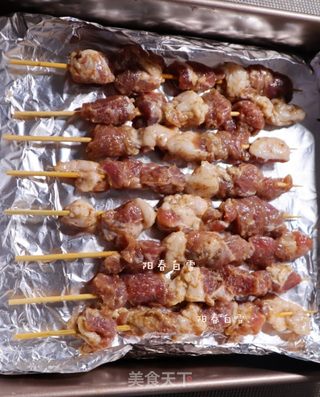 烤羊肉串㊙️腌制是关键❗️(烤箱版)的做法步骤:7
