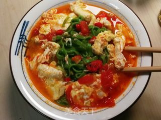 西红柿蛋花菠菜面的做法步骤:15