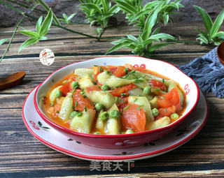 番茄炒丝瓜的做法步骤:14