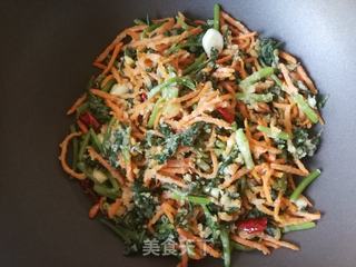 蒸炒茼蒿胡萝卜丝的做法步骤:15