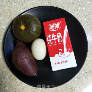 南瓜紫薯发糕 的做法步骤：1