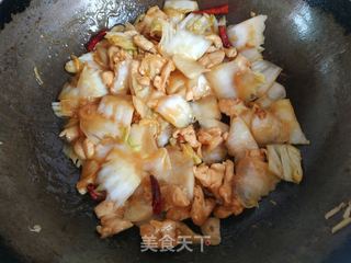 白菜炒鸡肉的做法步骤：11