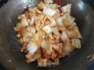 白菜炒鸡肉的做法步骤:11