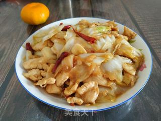 白菜炒鸡肉的做法步骤:12