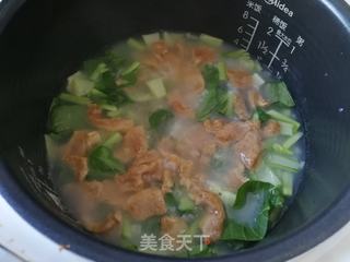 青菜鸡肉粥的做法步骤：5