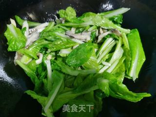 平菇炒青菜的做法步骤：5