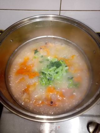 小白菜鱼虾粥的做法步骤:8