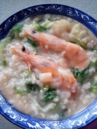 小白菜鱼虾粥的做法步骤:10
