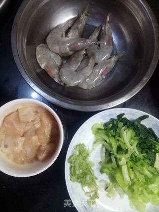 小白菜鱼虾粥的做法步骤:4