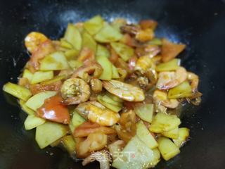 番茄土豆炒青虾的做法步骤:11