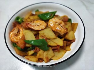 番茄土豆炒青虾的做法步骤:16