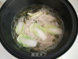 菜芯火腿鸡蛋汤面的做法步骤:8