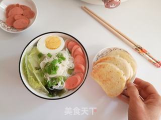 菜芯火腿鸡蛋汤面的做法步骤：9