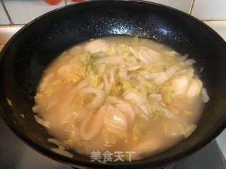 白菜肉丝炒年糕的做法步骤:7