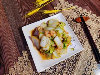 白菜炒虾仁的做法步骤:8
