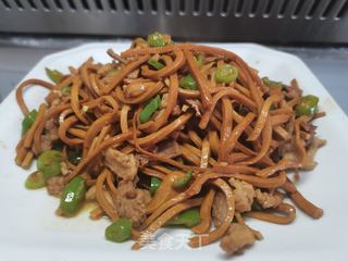 卤香干丝炒肉的做法步骤:9