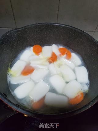 青菜胡萝卜炒年糕的做法步骤:5