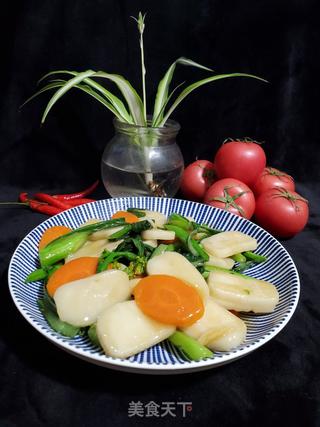 青菜胡萝卜炒年糕的做法步骤:15