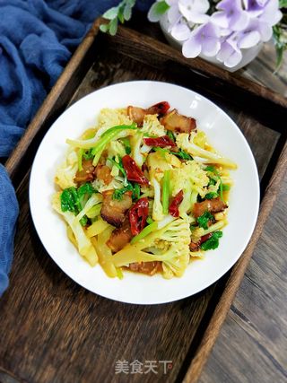 腊肉炒花菜 的做法步骤:13