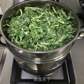 粉蒸茼蒿的做法步骤：8