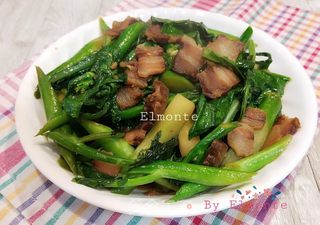 腊肉炒芥兰的做法步骤:10