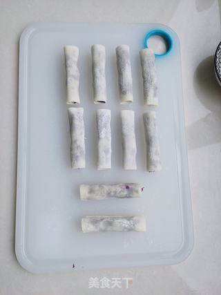 酥脆奶香紫薯卷的做法步骤:6