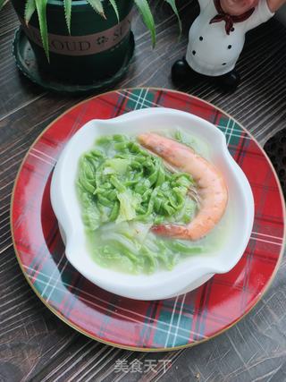 大虾、菠菜手擀面的做法步骤:16