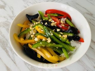火麻仁彩椒拌双耳的做法步骤：3