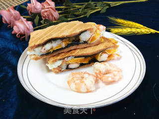 煎蛋虾仁三明治的做法步骤:13