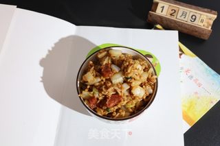 香肠白菜梗炒饭的做法步骤：10