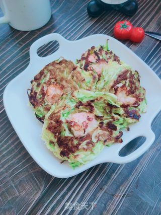 黄油虾仁煎菜饼的做法步骤:9