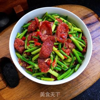 蒜苔青椒炒腊肠的做法步骤：13