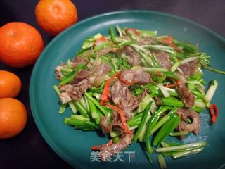 蒜黄炒羊头肉的做法步骤:13