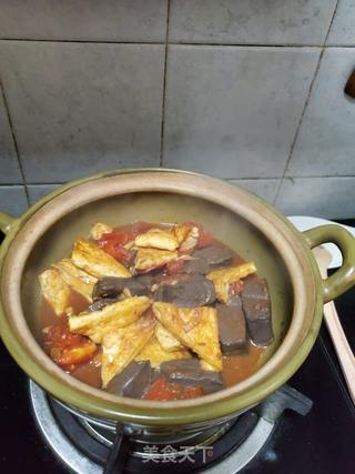 煎豆腐炖鸭血的做法步骤：9