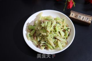 肉丝炒花菜的做法步骤：8