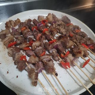 平底锅烤羊肉串的做法步骤:13