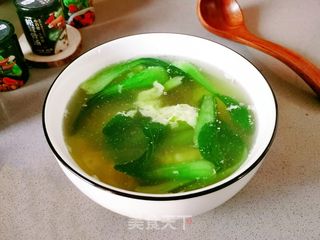 汤鲜味美的青菜鸡蛋猪肉汤的做法步骤:6