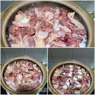 鸽子腊肉煲仔饭的做法步骤:11